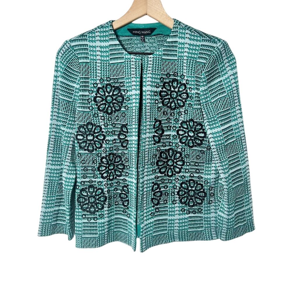 MING WANG KNITS WOMEN FLORAL EMBROIDERED JACKET OR BLAZER SIZE XS BRAND NEW